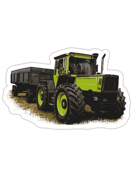 MB trac 1600 turbo avec remorque - Sticker taille S (10 x 10 cm) - blanc mat - Devant