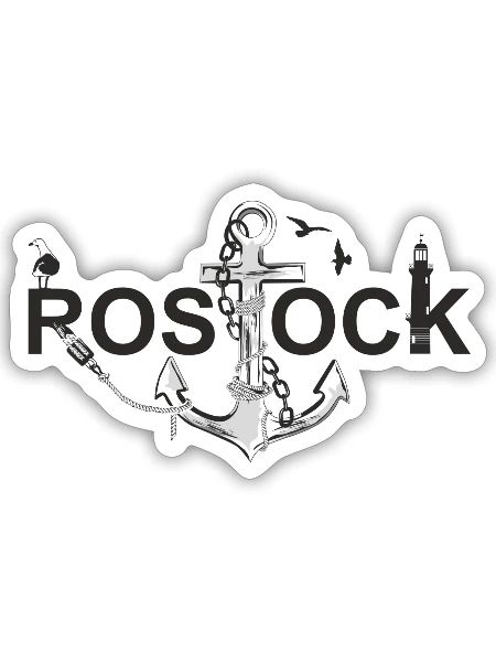Rostock mit Schriftzug und Anker - Sticker Größe S (10 x 10 cm) - Mattweiß - Vorne
