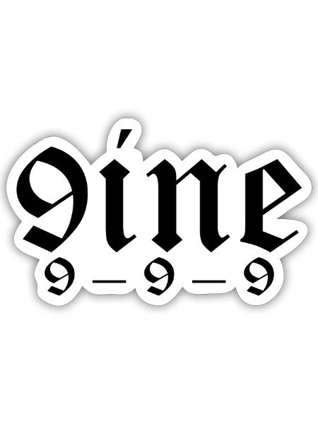 9INE - Sticker size S (10 x 10 cm) - white matte - Front