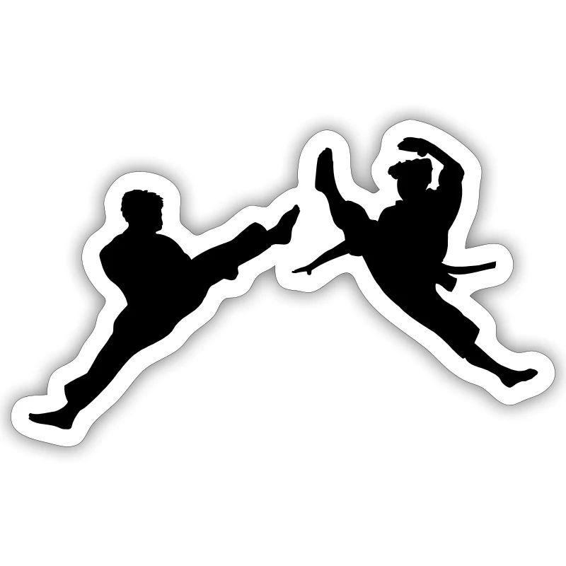 Zwei fliegende Karate-Kick oder Teakwondo-Kick