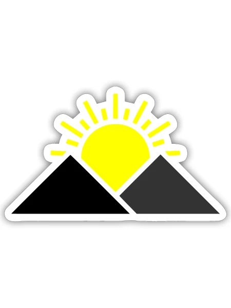 Sonne Berge Landschaft - Sticker Größe S (10 x 10 cm) - Mattweiß - Vorne