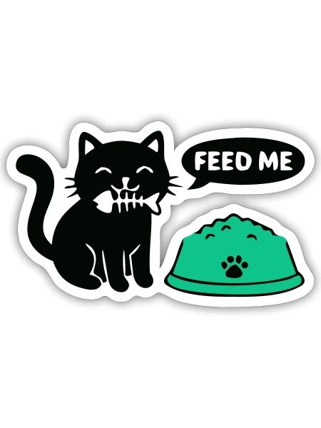 Hungrige Katze Futternapf Grafik - Sticker Größe S (10 x 10 cm) - Mattweiß - Vorne