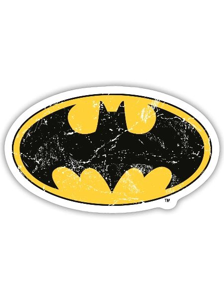 Batman logo Vintage homme Tee shirt manches des lo - Sticker taille S (10 x 10 cm) - blanc mat - Devant