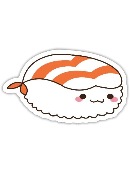 Sushi Nigiri Kawaii - Sticker taille S (10 x 10 cm) - blanc mat - Devant