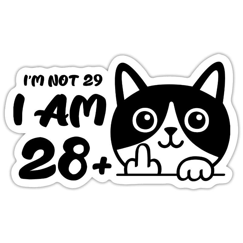 Ich bin nicht 29, ich bin 28 plus 1 Mittelfinger Katze Flip