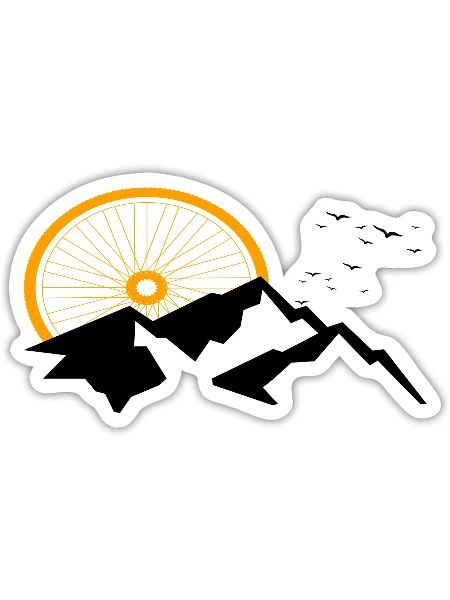 Berge Mountainbike Fahrrad - Sticker Größe S (10 x 10 cm) - Mattweiß - Vorne