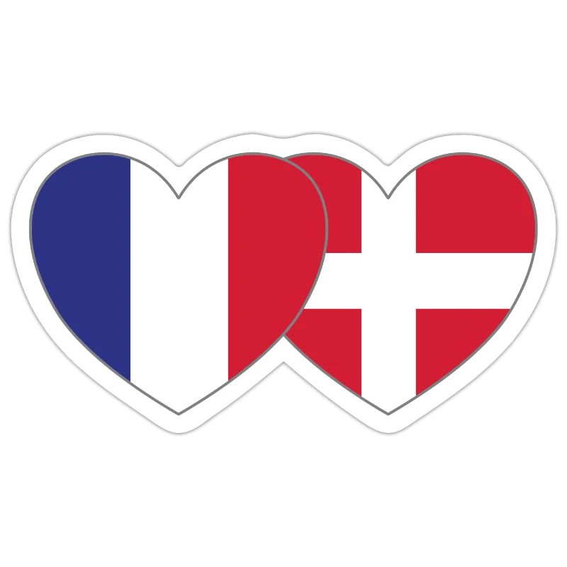 Frankrig Danmark Flag Hjerte