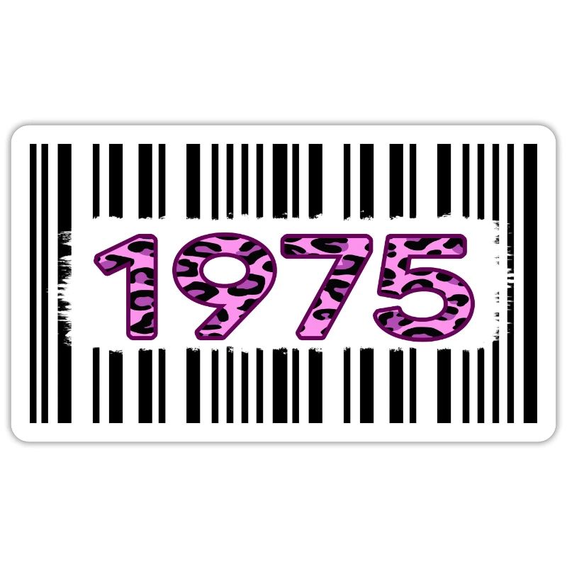 1975 Code à barres d’anniversaire unique léopard rose