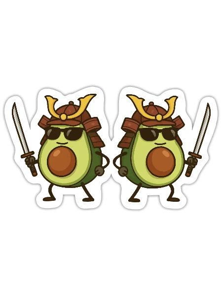avocado samurai 2 - Sticker Größe S (10 x 10 cm) - Mattweiß - Vorne
