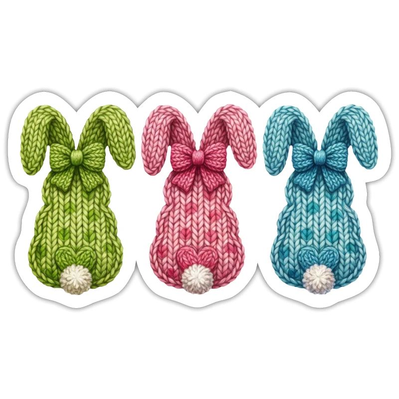 Easter Three Easter bunnies from behind in a row