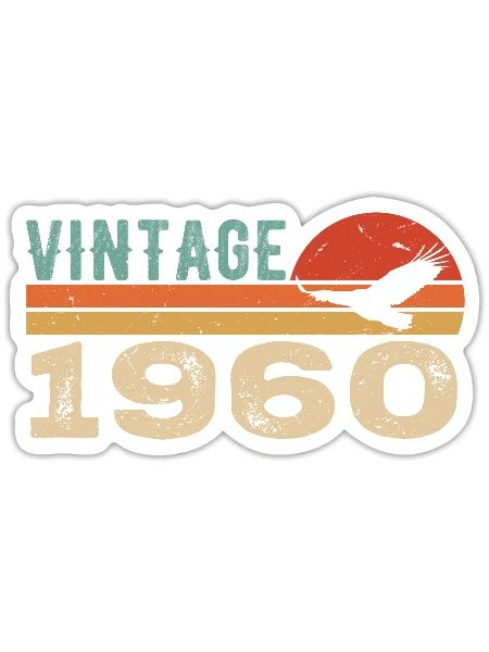 Vintage 1960 Cadeau D'anniversaire 1960 Retro 1960 - Sticker taille S (10 x 10 cm) - blanc mat - Devant