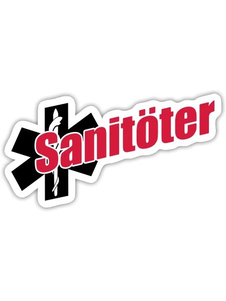 Sanitöter - Sticker Größe S (10 x 10 cm) - Mattweiß - Vorne