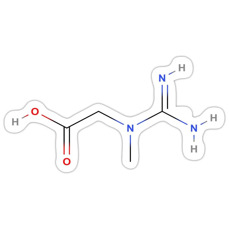 Molécule de créatine - Formule structurale colorée