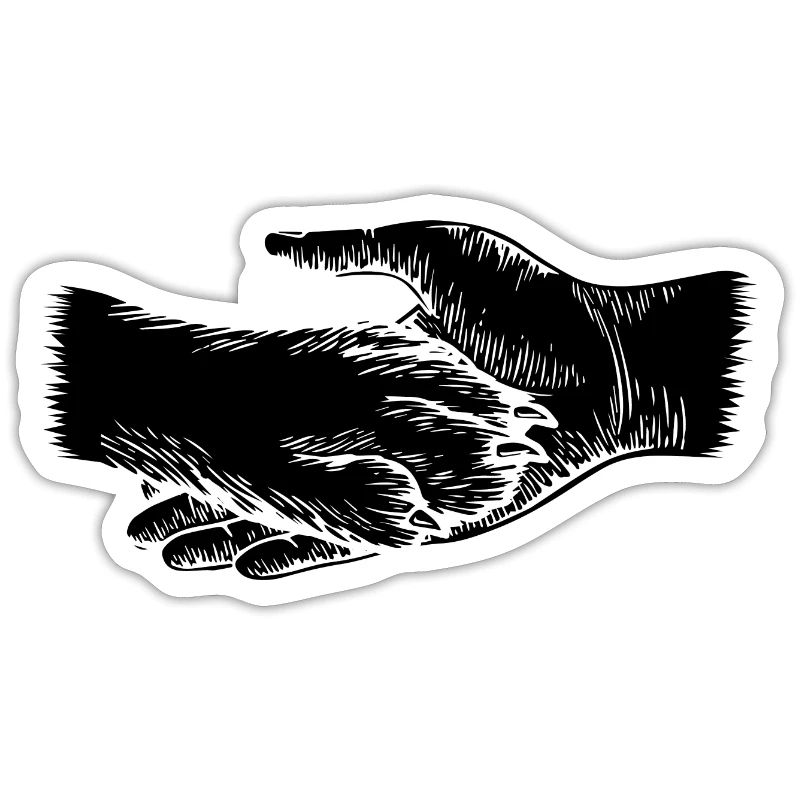 Cane e padrone - Silhouette della mano e della zampa