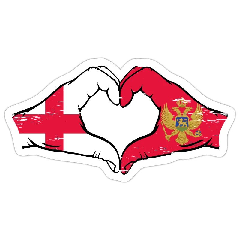 Angleterre Monténégro drapeau mains forme coeur utilisé