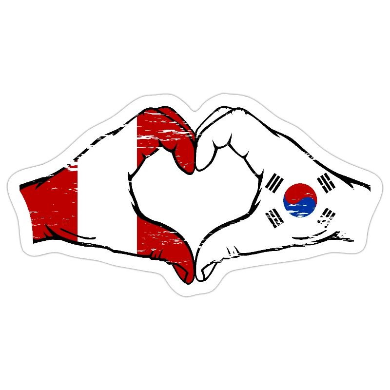 Pérou Corée du Sud Drapeau Mains Coeur Forme Utilisé