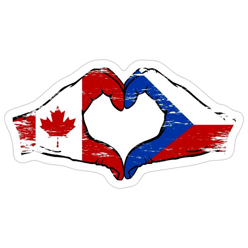 Canada République tchèque drapeau mains forme de coeur utilisé