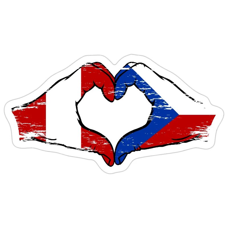 Pérou République tchèque drapeau mains forme de coeur utilisé