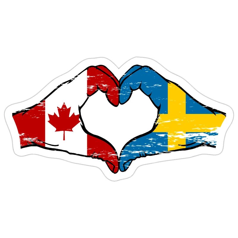 Canada Suède Drapeau Mains Coeur Forme Utilisé