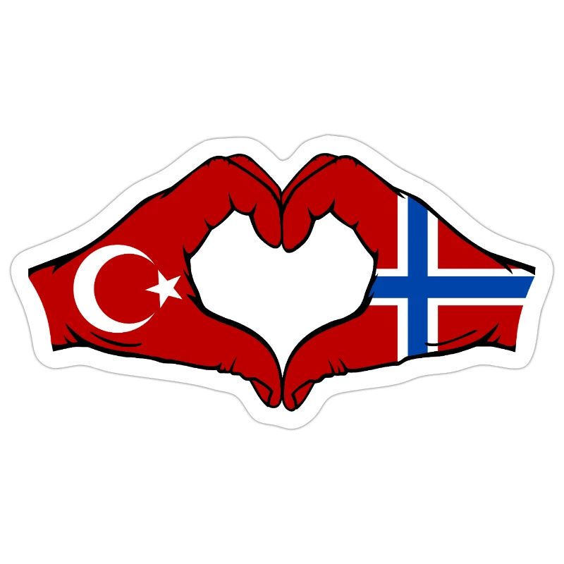 Turkey Norway Flag Hands Heart Shape