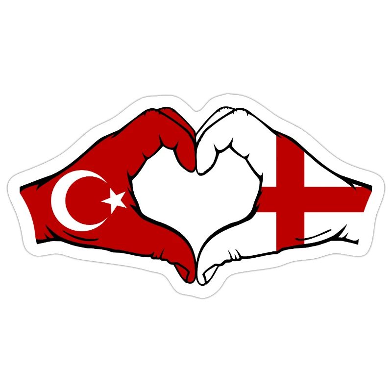 Turkey England Flag Hands Heart Shape