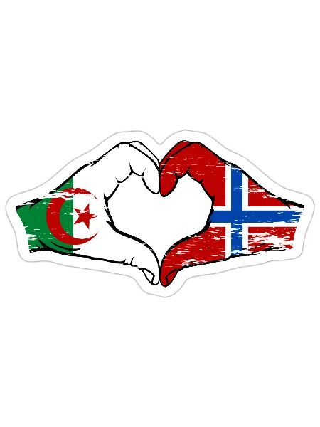 Algerien Norwegen Flagge Hände Herzform used - Sticker Größe S (10 x 10 cm) - Mattweiß - Vorne