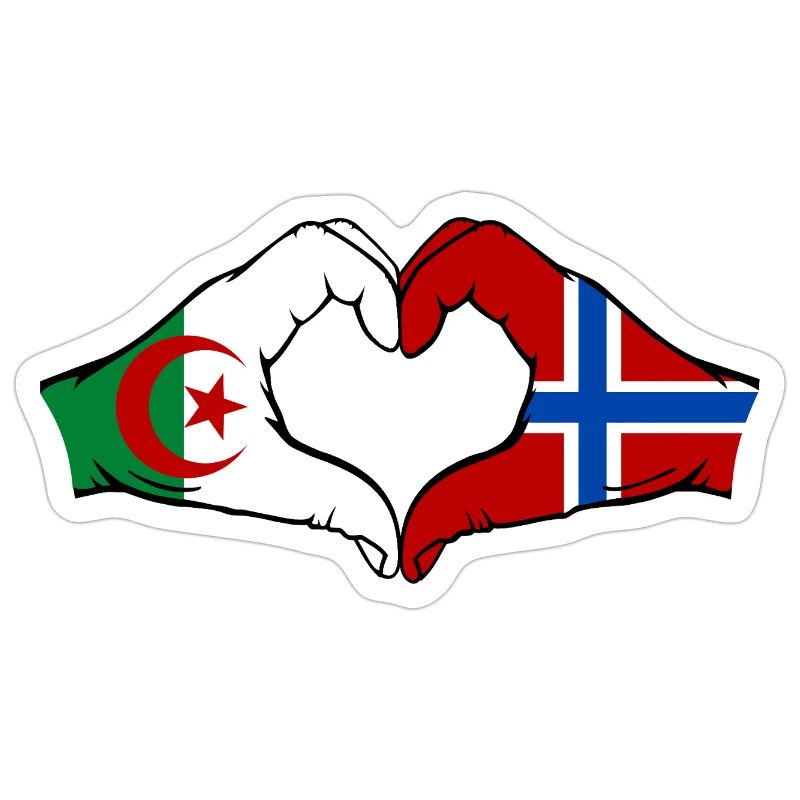 Algeria Norway Flag Hands Heart Shape