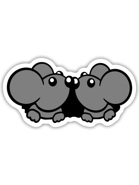 2 Mäuse Paar Zwei Verliebt Valentinstag Mauseloch - Sticker Größe S (10 x 10 cm) - Mattweiß - Vorne