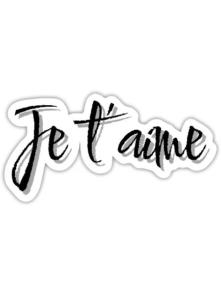 Je t‘aime- Romantik - Design für Paare - Sticker Größe S (10 x 10 cm) - Mattweiß - Vorne