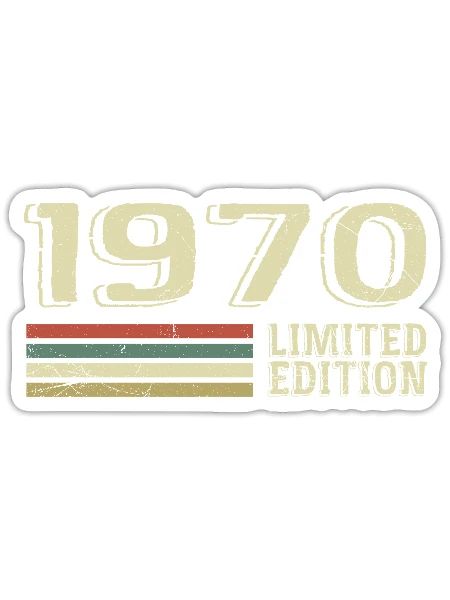 Nées en 1970 anniversaire 1970 Vintage 1970 - Sticker taille S (10 x 10 cm) - blanc mat - Devant