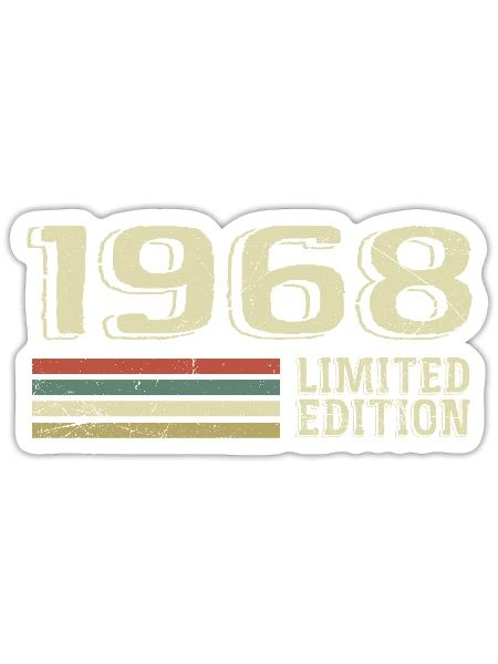 Born in 1968 Birthday 1968 Vintage 1968 - Sticker size S (10 x 10 cm) - white matte - Front