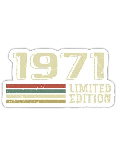 Nées en 1971 anniversaire 1971 Vintage 1971 - Sticker taille S (10 x 10 cm) - blanc mat - Devant