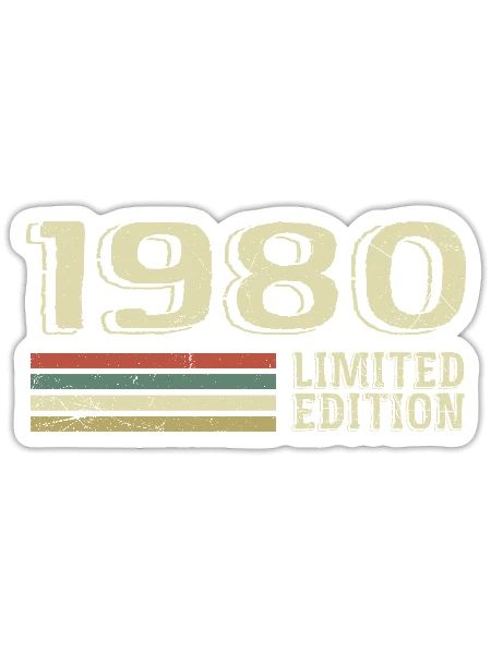 Born in 1980 Birthday 1980 Vintage 1980's - Sticker size S (10 x 10 cm) - white matte - Front