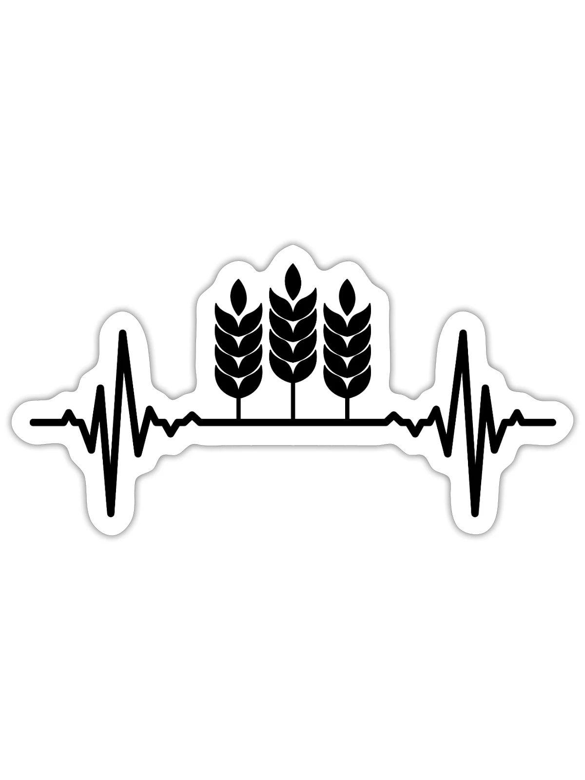 Weizenbau Herzschlag - Sticker Größe S (10 x 10 cm) - Mattweiß - Vorne