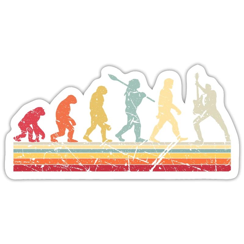 Human Evolution Guitar Band Retro Vintage