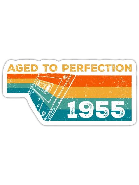 Vintage 1955 - Retro 1955 Birthday Gift - Sticker size S (10 x 10 cm) - white matte - Front
