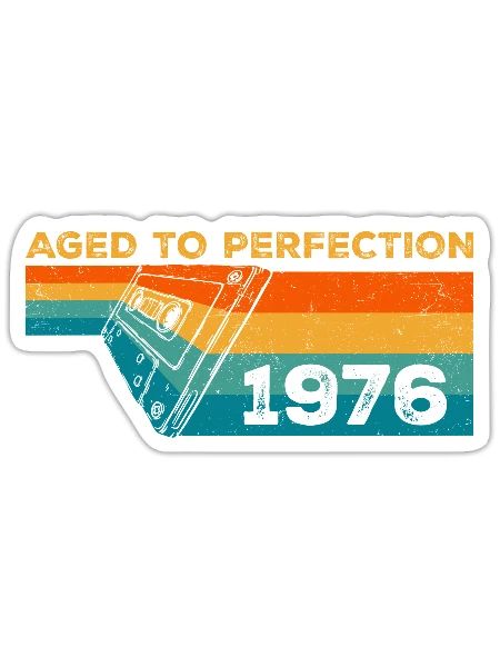 Jahrgang 1976 - 1976 Retro Geburtstagsgeschenk - Sticker Größe S (10 x 10 cm) - Mattweiß - Vorne