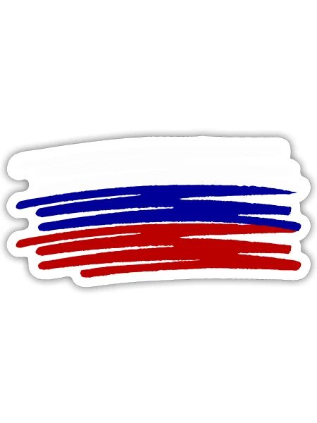 Russland Flagge Fahne Strichzeichnung gemalt - Sticker Größe S (10 x 10 cm) - Mattweiß - Vorne