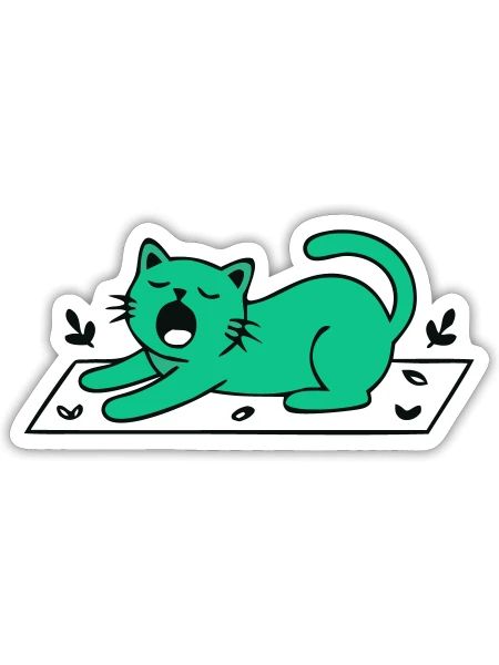 Gaehnende Katze Yoga Grafik - Sticker Größe S (10 x 10 cm) - Mattweiß - Vorne