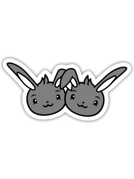 2 Bunnies Friends Team Crew Couple Two Lucky - Sticker size S (10 x 10 cm) - white matte - Front