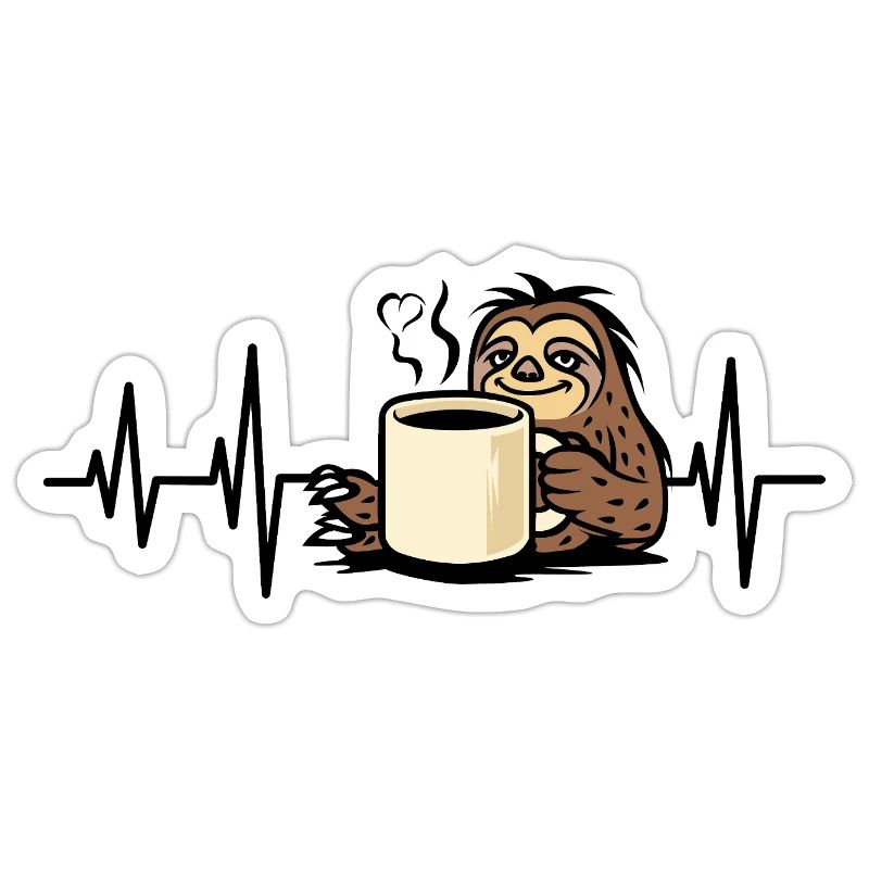 Cozy sloth with coffee cup