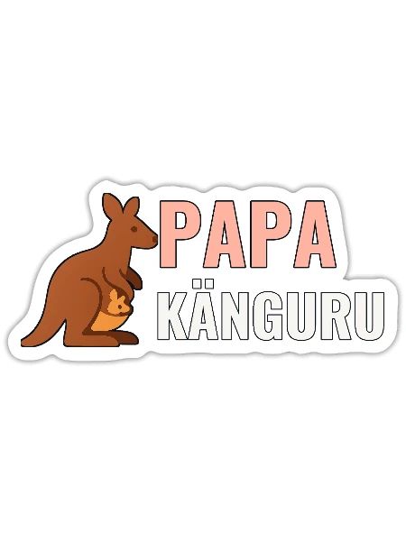 Papa Känguru – Geschenkshirt für neue Väter - Sticker Größe S (10 x 10 cm) - Mattweiß - Vorne