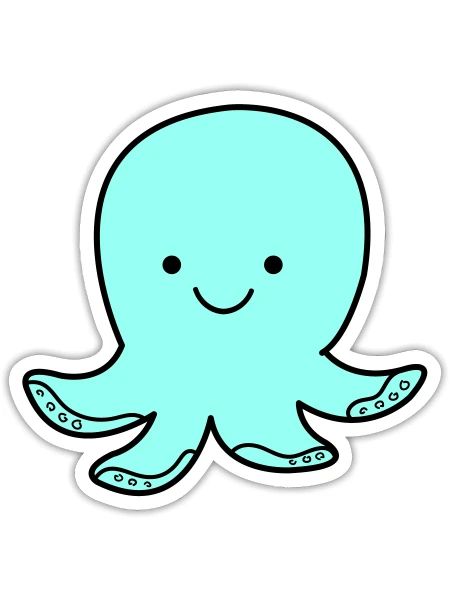 Sourire de poulpe - Sticker taille S (10 x 10 cm) - blanc mat - Devant