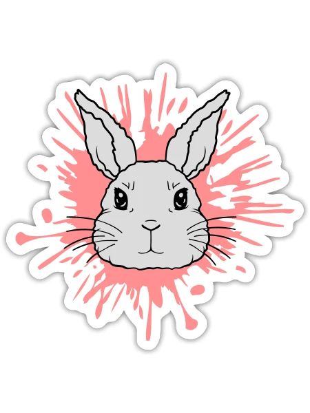 Éclaboussures de couleur gouttes lapin éclaboussures - Sticker taille S (10 x 10 cm) - blanc mat - Devant