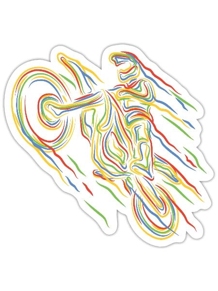 Motocross Bunte Farbe Grafik Männer Frauen & Kinder - Sticker Größe S (10 x 10 cm) - Mattweiß - Vorne