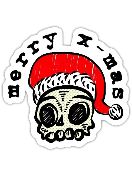 Joyeux Skullmas Noël crâne Noël - Sticker taille S (10 x 10 cm) - blanc mat - Devant