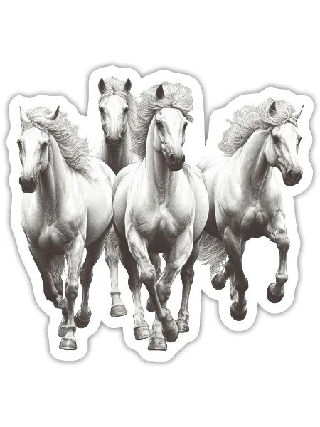 Chevaux - Sticker taille S (10 x 10 cm) - blanc mat - Devant