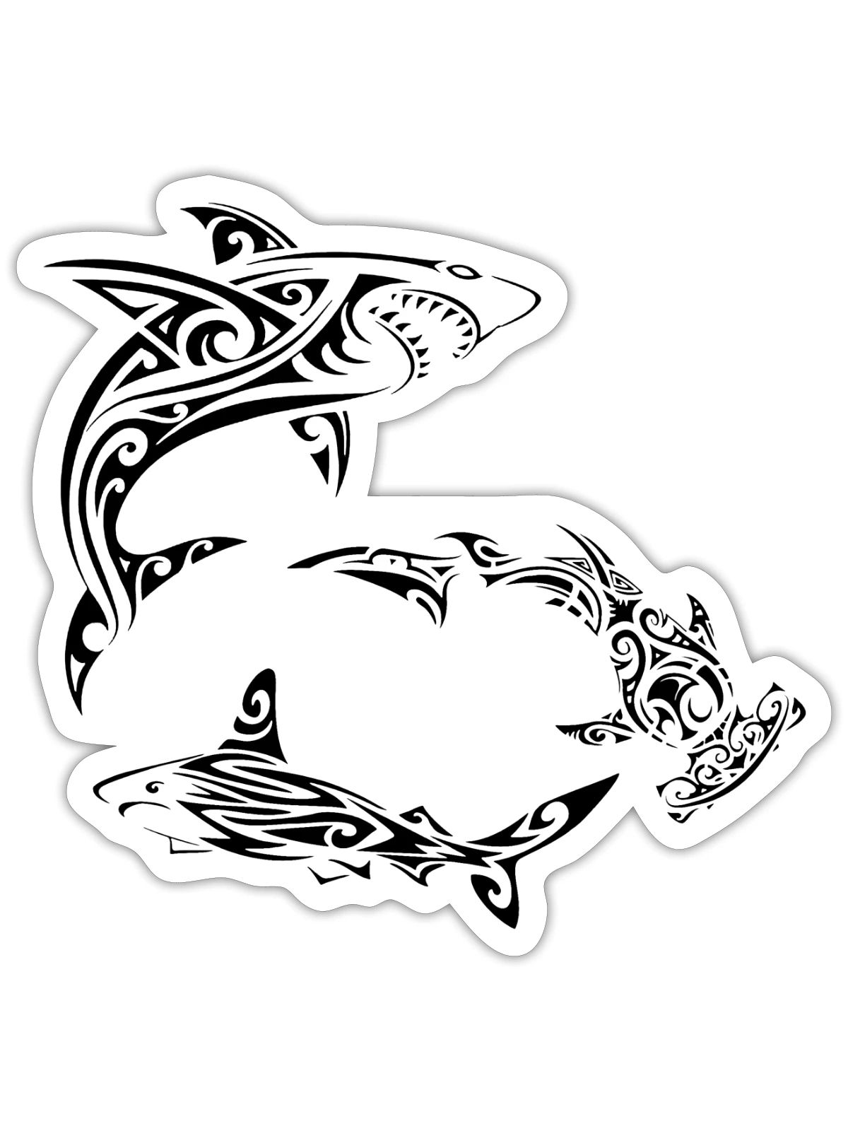 Polynesische Schwarzhaie - Sticker Größe S (10 x 10 cm) - Mattweiß - Vorne