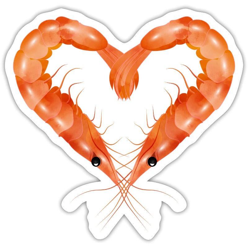 two prawns or shrimps designed in heart shape
