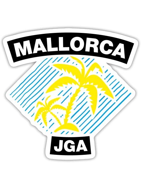 Mallorca – JGA unter Palmen - Sticker Größe S (10 x 10 cm) - Mattweiß - Vorne